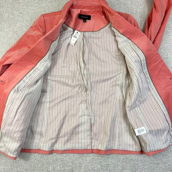 NEW Talbots Blazer Jacket Women's 8 Velour Velvet Pink Pockets Coat Business - Picture 5 of 12